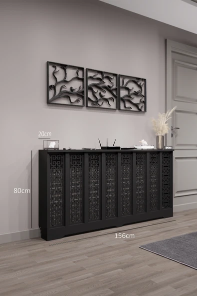 Petek Kaplama Modern Radyatör Kapatma Ünitesi Ön Panel MDF Tasarım İç ölçü 156 cm Dış Ölçü 160 cm ürün görseli 1