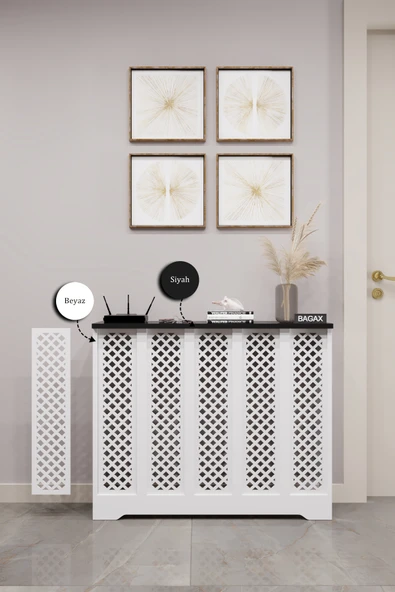 Dekoratif Petek Dolabı Kalorifer Peteği Kapatma Ünitesi Modern Tasarım İç Ölçü 96 cm Dış Ölçü 100 cm ürün görseli 1