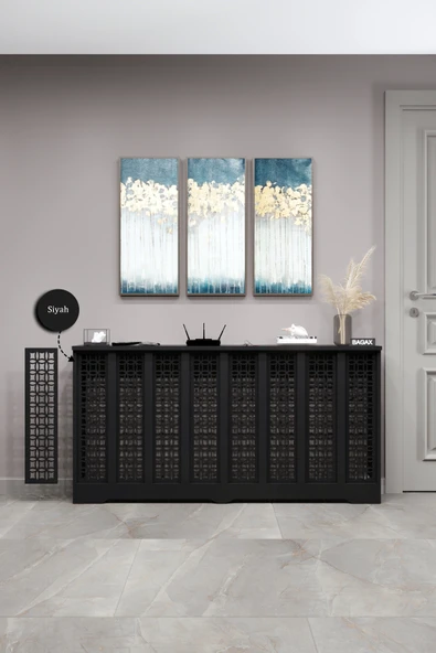 Petek Kaplama Modern Radyatör Kapatma Ünitesi Ön Panel MDF Tasarım İç ölçü 156 cm Dış Ölçü 160 cm ürün görseli 1
