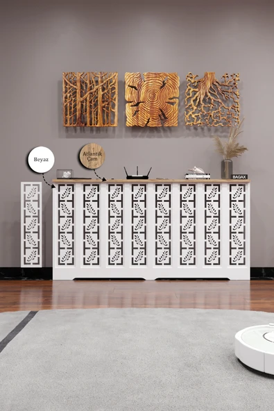 Petek Kaplama Modern Radyatör Kapatma Ünitesi Ön Panel MDF Tasarım İç ölçü 156 cm Dış Ölçü 160 cm ürün görseli 1