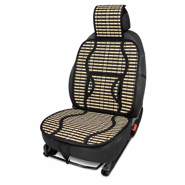 Oto Hasır Bambu Minder Ön Siyah İkili Takım Bel Destekli Terletmez WF-1053 ürün görseli 1