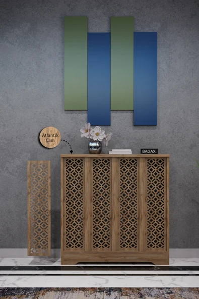 Dekoratif Petek Dolabı Kalorifer Peteği Kapatma Ünitesi Modern Tasarım İç Ölçü 76 cm Dış Ölçü 80 cm ürün görseli 1