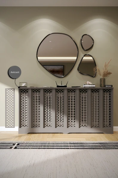 Petek Kaplama Modern Radyatör Kapatma Ünitesi Ön Panel MDF Tasarım İç ölçü 156 cm Dış Ölçü 160 cm ürün görseli 1