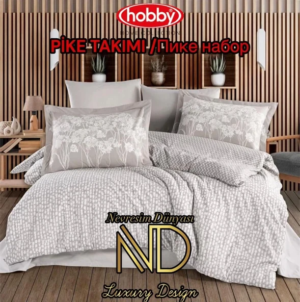 Hobby Poplin Pike Takımı Çift Kişilik Velura Taş ürün görseli 1