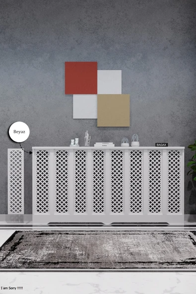 Petek Kaplama Modern Radyatör Kapatma Ünitesi Ön Panel MDF Tasarım İç ölçü 156 cm Dış Ölçü 160 cm ürün görseli 1