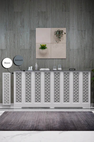 Petek Kaplama Modern Radyatör Kapatma Ünitesi Ön Panel MDF Tasarım İç ölçü 156 cm Dış Ölçü 160 cm ürün görseli 1
