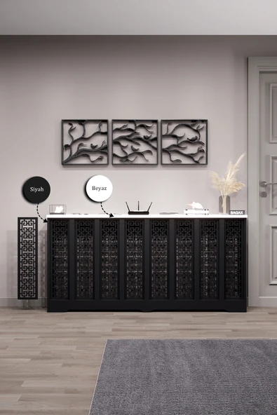 Petek Kaplama Modern Radyatör Kapatma Ünitesi Ön Panel MDF Tasarım İç ölçü 156 cm Dış Ölçü 160 cm ürün görseli 1