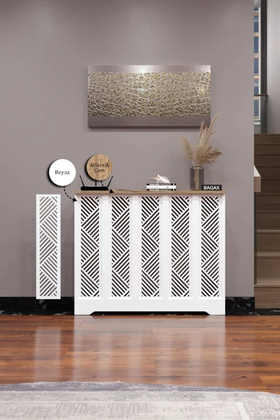 Dekoratif Petek Dolabı Kalorifer Peteği Kapatma Ünitesi Modern Tasarım İç Ölçü 96 cm Dış Ölçü 100 cm ürün görseli 1