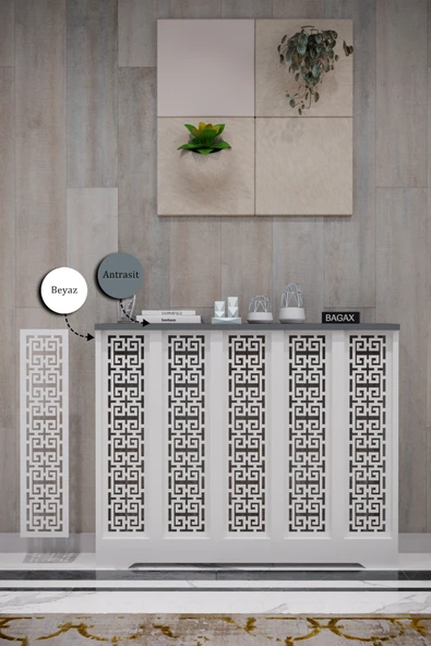 Dekoratif Petek Dolabı Kalorifer Peteği Kapatma Ünitesi Modern Tasarım İç Ölçü 96 cm Dış Ölçü 100 cm ürün görseli 1