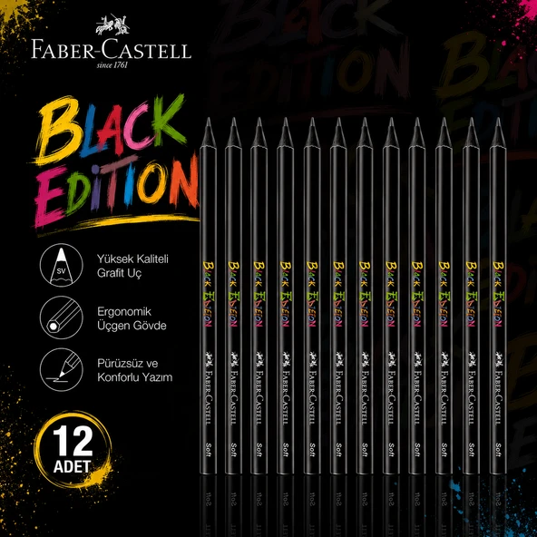 Faber-Castell Black Edition Kurşun kalem 12 Adet Yuvarlak Gövde 2B ürün görseli 1