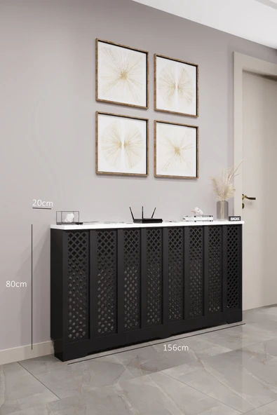 Petek Kaplama Modern Radyatör Kapatma Ünitesi Ön Panel MDF Tasarım İç ölçü 156 cm Dış Ölçü 160 cm ürün görseli 1