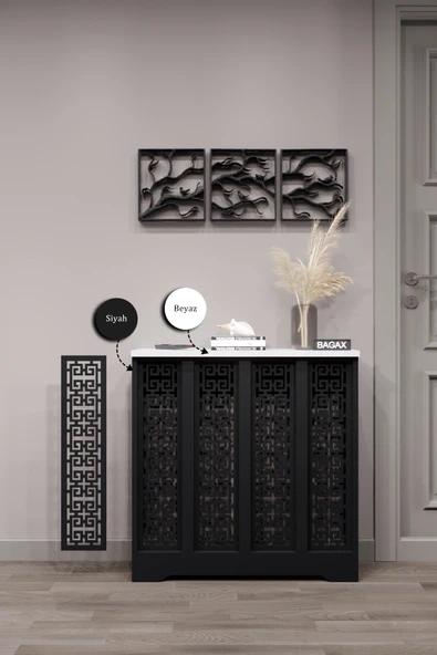 Dekoratif Petek Dolabı Kalorifer Peteği Kapatma Ünitesi Modern Tasarım İç Ölçü 76 cm Dış Ölçü 80 cm ürün görseli 1
