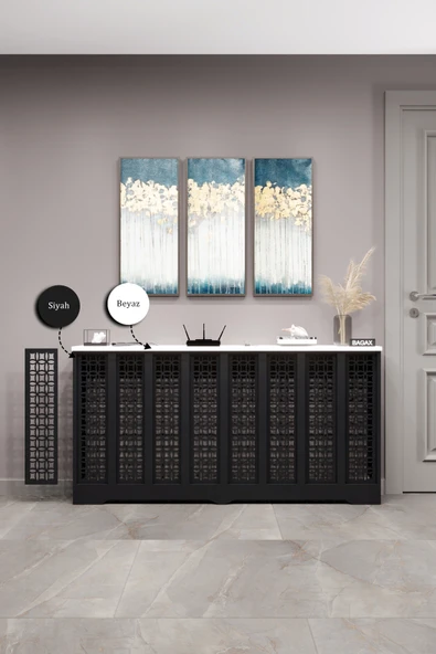 Petek Kaplama Modern Radyatör Kapatma Ünitesi Ön Panel MDF Tasarım İç ölçü 156 cm Dış Ölçü 160 cm ürün görseli 1