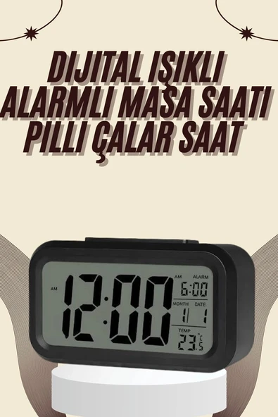 Dijital Masa Saati Termometreli Takvim Çalar Saat Led Ekran Pilli ürün görseli 1