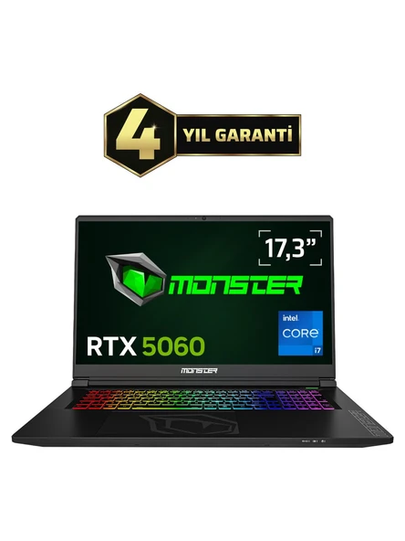 Monster Tulpar T7 V26.2.1 Intel Core i7 13620H 16 GB RAM 1 TB SSD 8 GB RTX 5060 Windows 11 Home 17,3" FHD 144 Hz Oyun Bilgisayarı ürün görseli 1