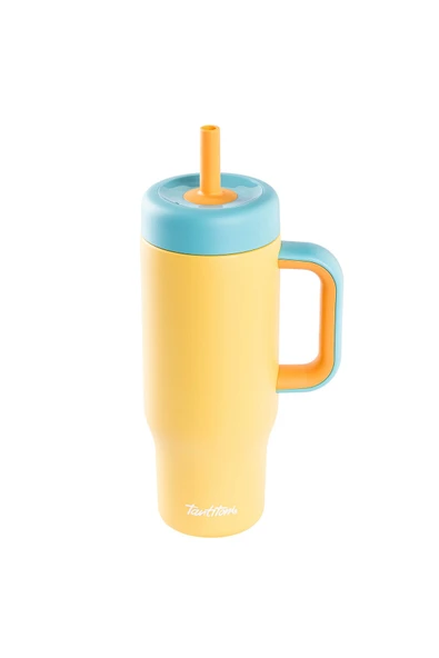 Tantitoni Sarı Paslanmaz Çelik Pipetli Termos Bardak 660ml ürün görseli 1
