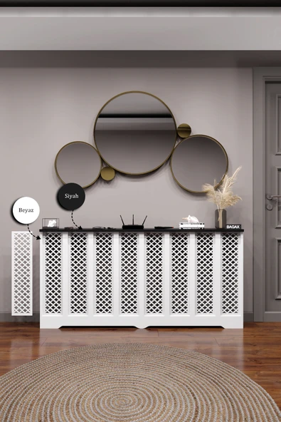 Petek Kaplama Modern Radyatör Kapatma Ünitesi Ön Panel MDF Tasarım İç ölçü 156 cm Dış Ölçü 160 cm ürün görseli 1