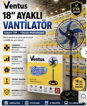 VENTUS 18 İNÇ SANAYİ TİPİ AYAKLI VANTİLATÖR ürün görseli 1