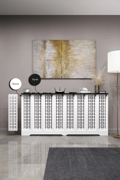 Petek Kaplama Modern Radyatör Kapatma Ünitesi Ön Panel MDF Tasarım İç ölçü 156 cm Dış Ölçü 160 cm ürün görseli 1