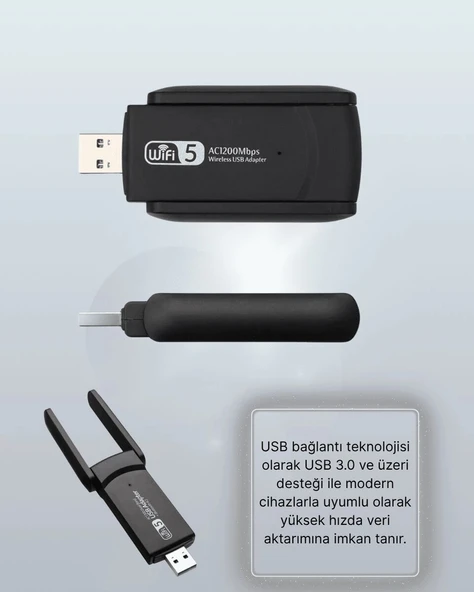 USB WiFi Adaptör – 1200 Mbps Hız - Resim 5