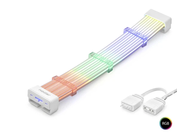 2X8 Pin Argb Pcie Gpu Güç Uzatma Kablosu Bükülebilir 3 Mm 44 Led Beyaz ND2802A ürün görseli 1