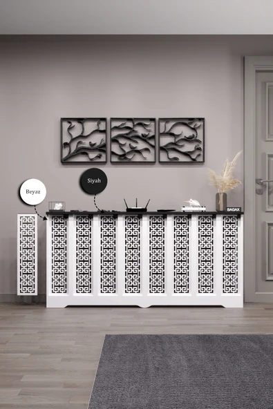 Petek Kaplama Modern Radyatör Kapatma Ünitesi Ön Panel MDF Tasarım İç ölçü 156 cm Dış Ölçü 160 cm ürün görseli 1
