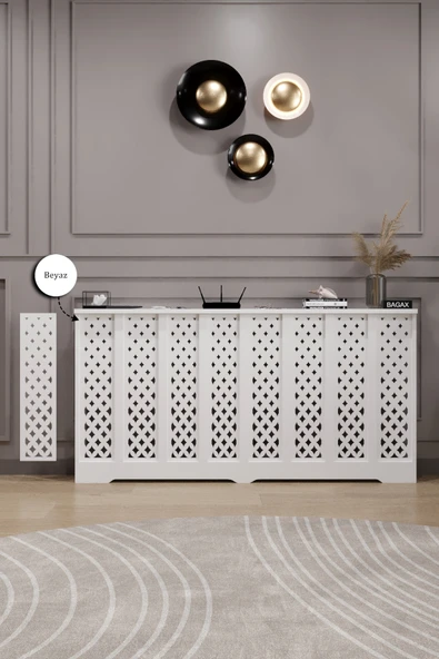 Petek Kaplama Modern Radyatör Kapatma Ünitesi Ön Panel MDF Tasarım İç ölçü 156 cm Dış Ölçü 160 cm ürün görseli 1