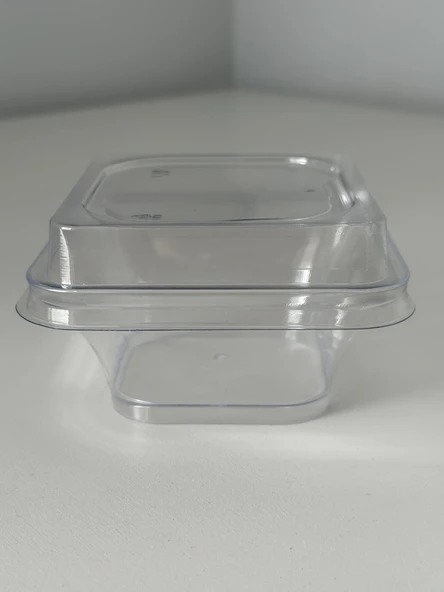 Lotus Kristal Tatlı Kasesi - Mika Plastik Kap - Şeffaf - Kapaklı - 180 ML/CC - 30 Adet ürün görseli 1
