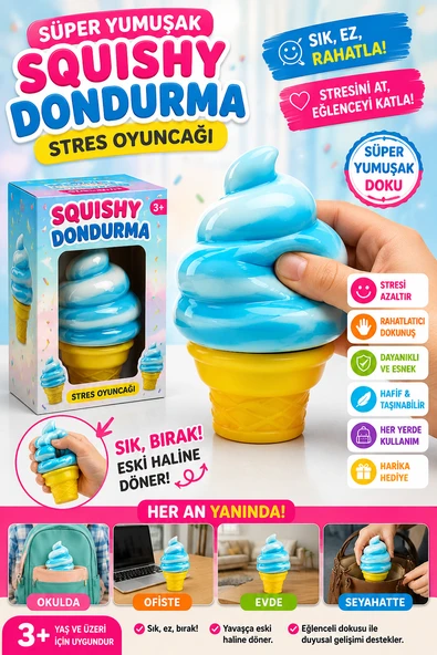 Dondurma Tasarımlı Renkli Squishy Stres Giderici Oyuncak ürün görseli 1