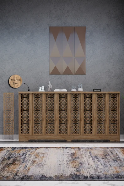 Petek Kaplama Modern Radyatör Kapatma Ünitesi Ön Panel MDF Tasarım İç ölçü 156 cm Dış Ölçü 160 cm ürün görseli 1