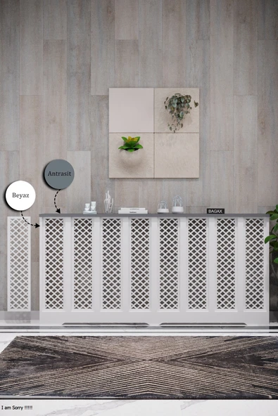Petek Kaplama Modern Radyatör Kapatma Ünitesi Ön Panel MDF Tasarım İç ölçü 156 cm Dış Ölçü 160 cm ürün görseli 1