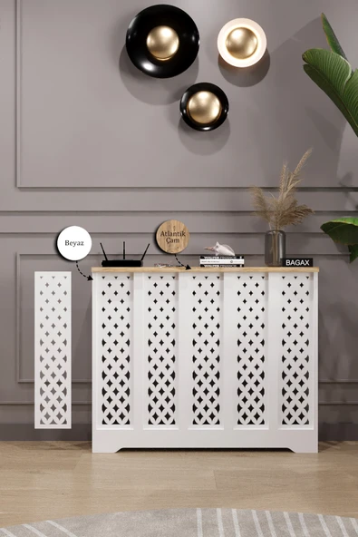 Dekoratif Petek Dolabı Kalorifer Peteği Kapatma Ünitesi Modern Tasarım İç Ölçü 96 cm Dış Ölçü 100 cm ürün görseli 1