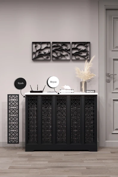 Dekoratif Petek Dolabı Kalorifer Peteği Kapatma Ünitesi Modern Tasarım İç Ölçü 96 cm Dış Ölçü 100 cm ürün görseli 1