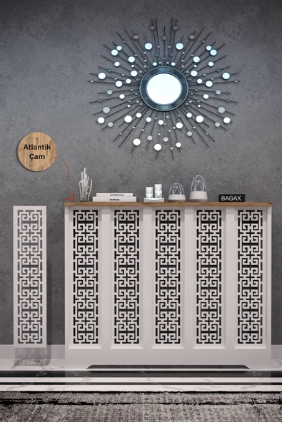 Dekoratif Petek Dolabı Kalorifer Peteği Kapatma Ünitesi Modern Tasarım İç Ölçü 96 cm Dış Ölçü 100 cm ürün görseli 1