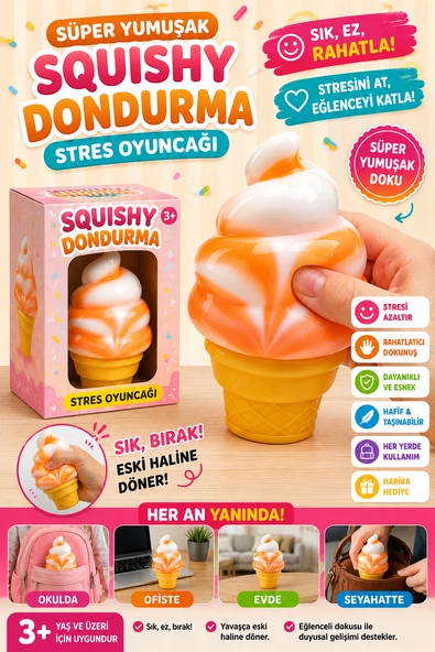 Dondurma Tasarımlı Renkli Squishy Stres Giderici Oyuncak ürün görseli 1
