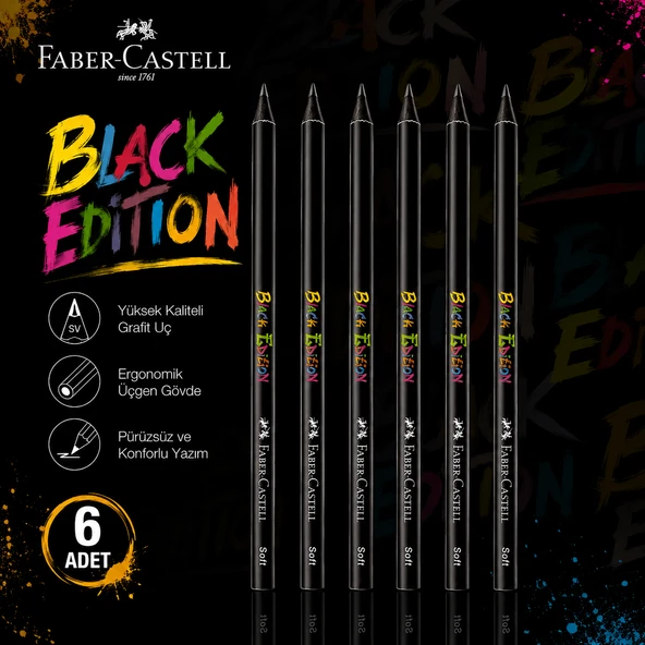 Faber-Castell Black Edition Kurşun kalem 6 Adet Yuvarlak Gövde 2B ürün görseli 1