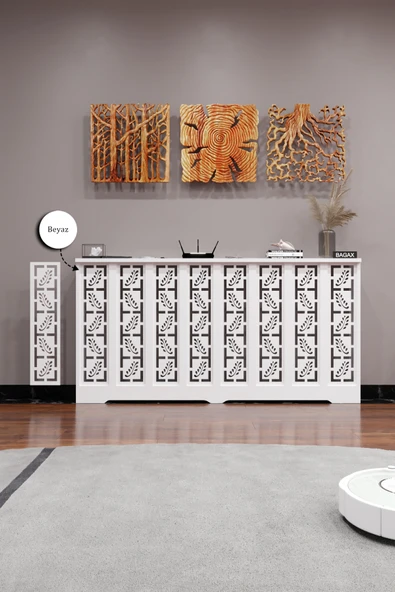 Petek Kaplama Modern Radyatör Kapatma Ünitesi Ön Panel MDF Tasarım İç ölçü 156 cm Dış Ölçü 160 cm ürün görseli 1