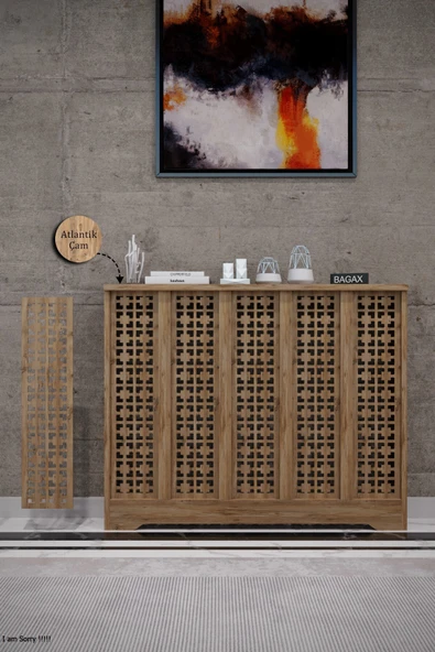 Dekoratif Petek Dolabı Kalorifer Peteği Kapatma Ünitesi Modern Tasarım İç Ölçü 96 cm Dış Ölçü 100 cm ürün görseli 1