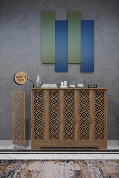 Dekoratif Petek Dolabı Kalorifer Peteği Kapatma Ünitesi Modern Tasarım İç Ölçü 96 cm Dış Ölçü 100 cm ürün görseli 1