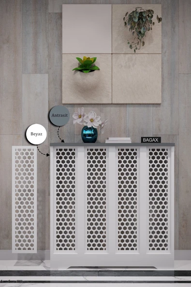 Dekoratif Petek Dolabı Kalorifer Peteği Kapatma Ünitesi Modern Tasarım İç Ölçü 76 cm Dış Ölçü 80 cm ürün görseli 1