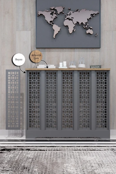 Dekoratif Petek Dolabı Kalorifer Peteği Kapatma Ünitesi Modern Tasarım İç Ölçü 96 cm Dış Ölçü 100 cm ürün görseli 1