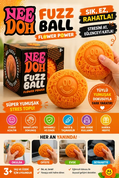 Fuzz Ball Kadife Dokulu Sukuşi NeeDoh Stres Topu Squishy Oyuncak Yumuşak Sıkma Oyuncağı ürün görseli 1