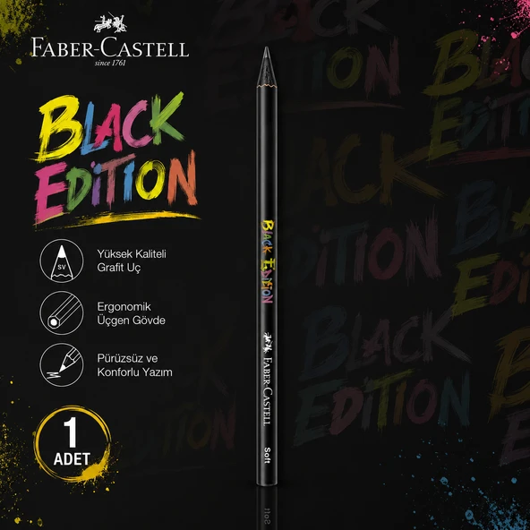 Faber-Castell Black Edition Kurşun kalem 1 Adet Yuvarlak Gövde 2B ürün görseli 1