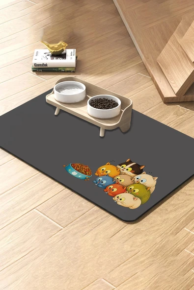 MAtGo Pati Kedi Köpek Beslenme Matı 50x70cm Mırmır Yıkım Ekibi Su Geçirmez Mama Kabı Altlığı Paspası ürün görseli 1