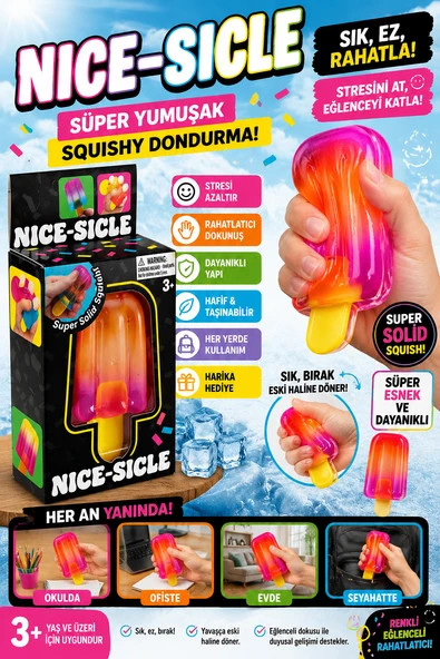 Nice-Sicle Dondurma Squishy Oyuncak Süper Yumuşak Sıkılabilir Stres Oyuncağı ürün görseli 1