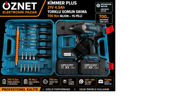 Kimmer Plus 21v4.5 Amper Torklu Somun Sıkma 700 Newton Bijon 15 Pilli ürün görseli 1
