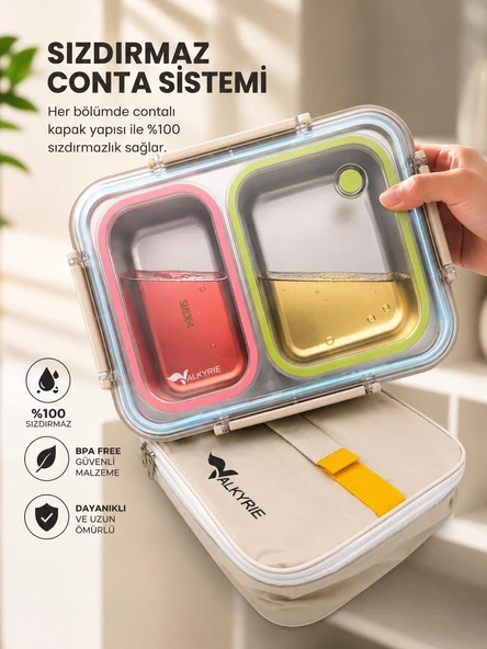 PTTAVM: Valkyrie 2 Bölmeli 304 Paslanmaz Çelik Lunch Box