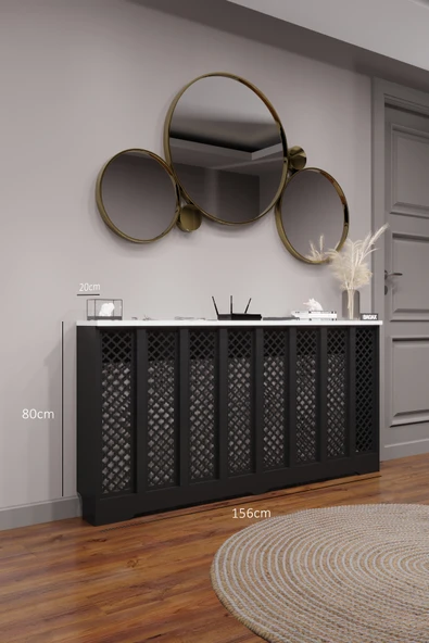 Petek Kaplama Modern Radyatör Kapatma Ünitesi Ön Panel MDF Tasarım İç ölçü 156 cm Dış Ölçü 160 cm ürün görseli 1