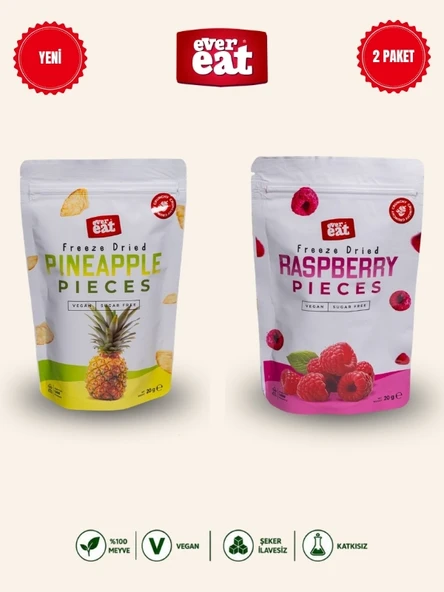 Evereat Ananas-Frambuaz Freeze Dry Meyve Cipsi 2'li Paket Doğal Sağlıklı Atıştırmalık ürün görseli 1