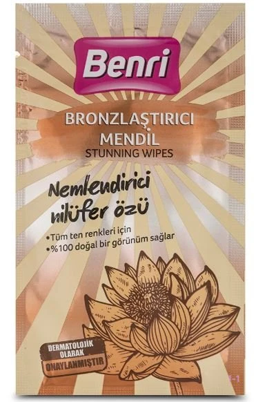 Benri Bronzlaştırıcı Mendil Tek Kullanımlık Self Tanning Towel Yüz ve Vücut İçin Doğal Bronzluk Etkisi ürün görseli 1